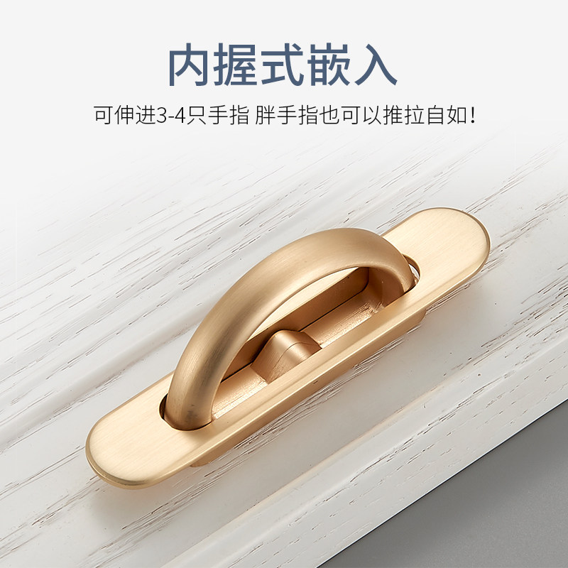 隐形拉手橱柜门抽屉免开槽极简黑色F型古铜色通体衣柜200mm长把手(图1)
